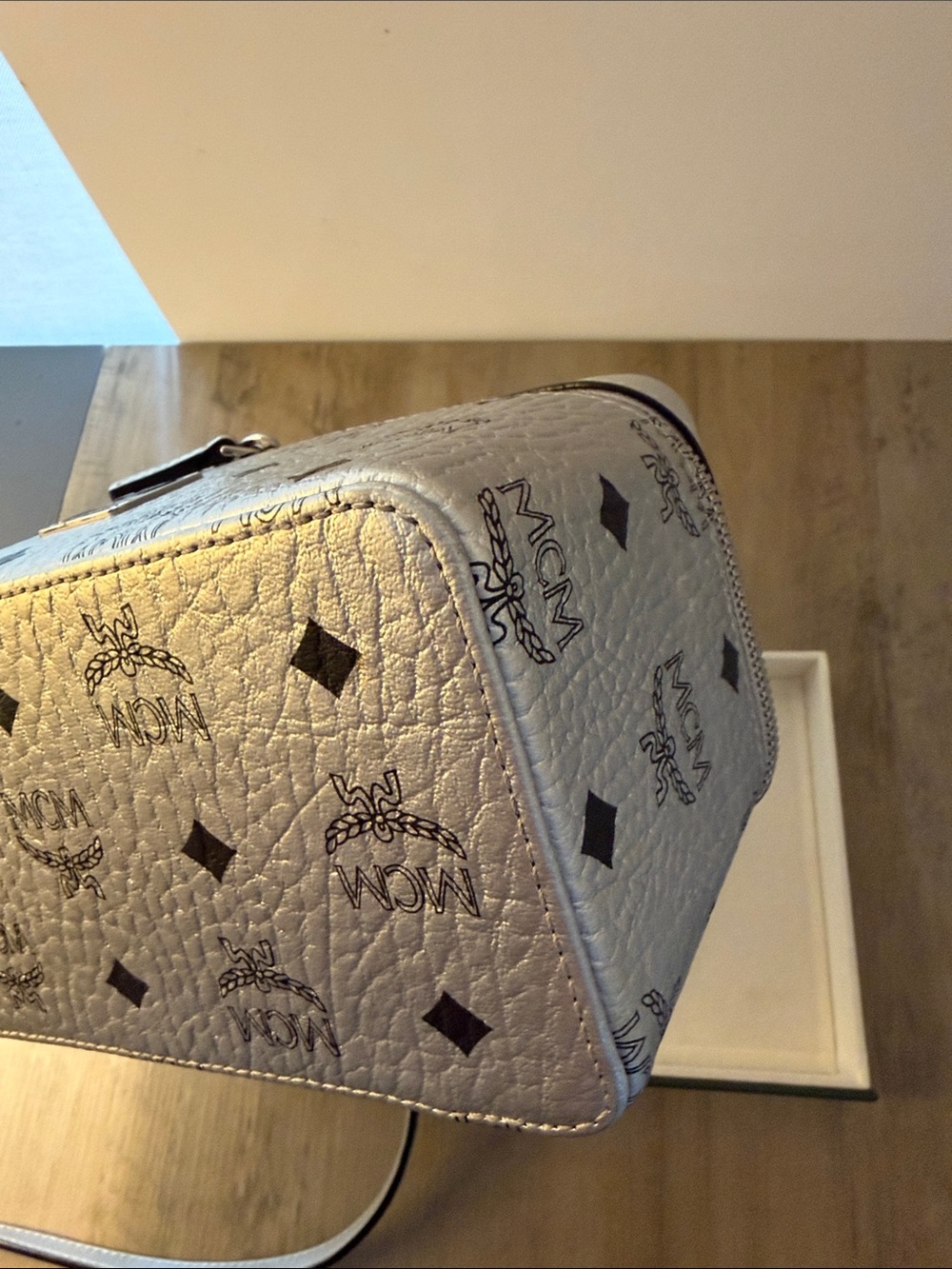 MCM Rockstar Silver Vanity Handbag with OG Strap and COA - Picture 9 of 16